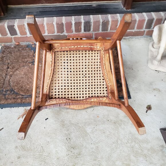 Vintage Ladder Back Wood Cane Seat Accent Chair - Picture 11 of 14
